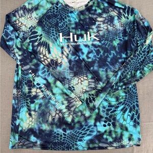 Huk Shirt XL Blue Camouflage Long Sleeve Performance Kryptek Pontus.